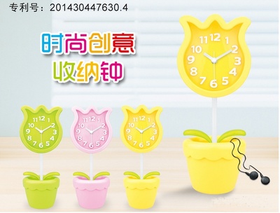 郁金香与飞鸟 小花瓶座静音闹钟，家居礼品的精致之选